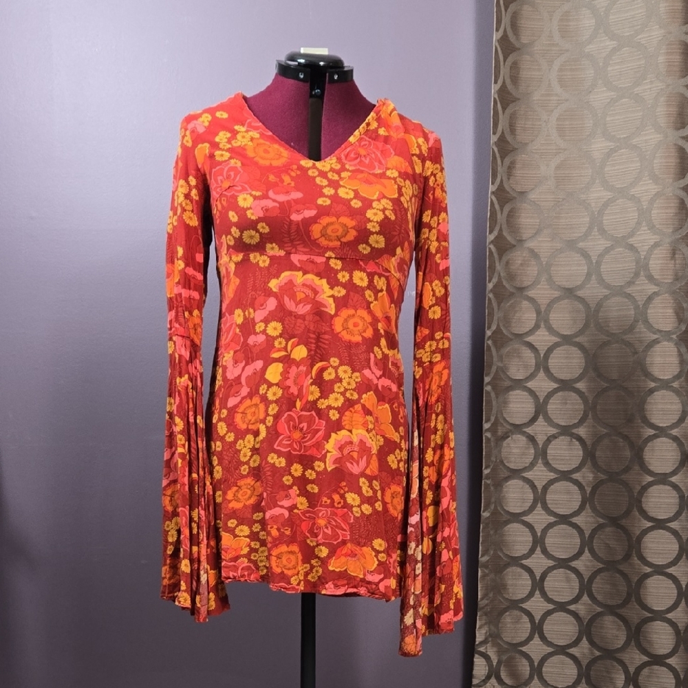 Cider Red and Orange Floral Dress